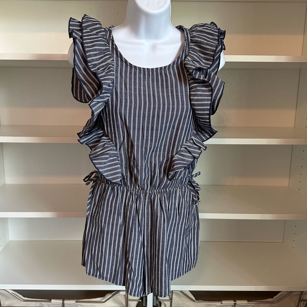 Big Girl Truly Me Striped Ruffle Romper (14)